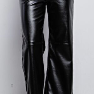 Leather straight leg pant